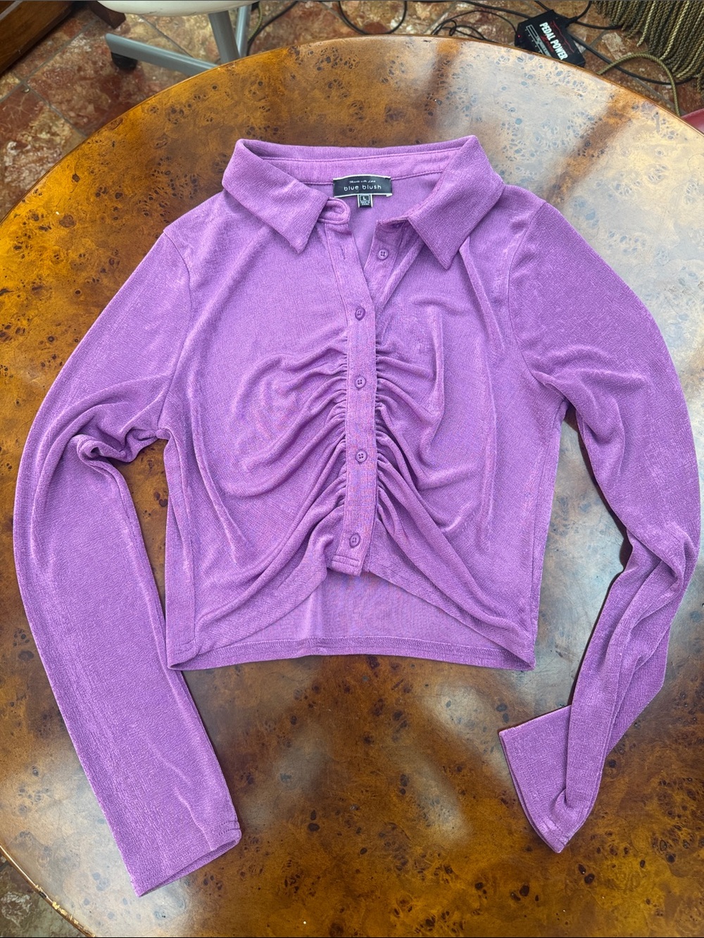 Purple Metallic Collared Top